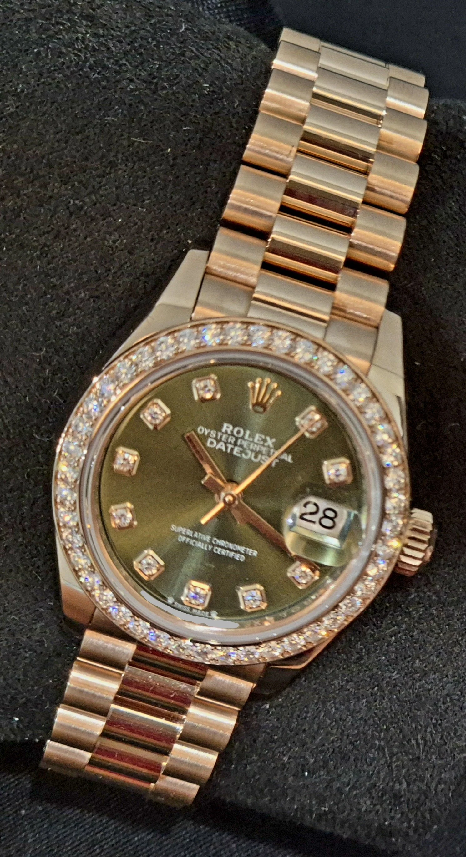 Rolex Lady-Datejust Presidential Olive Factory Diamond Set Bezel and Dial 279135RBR | 2023 | 28mm - Image 3