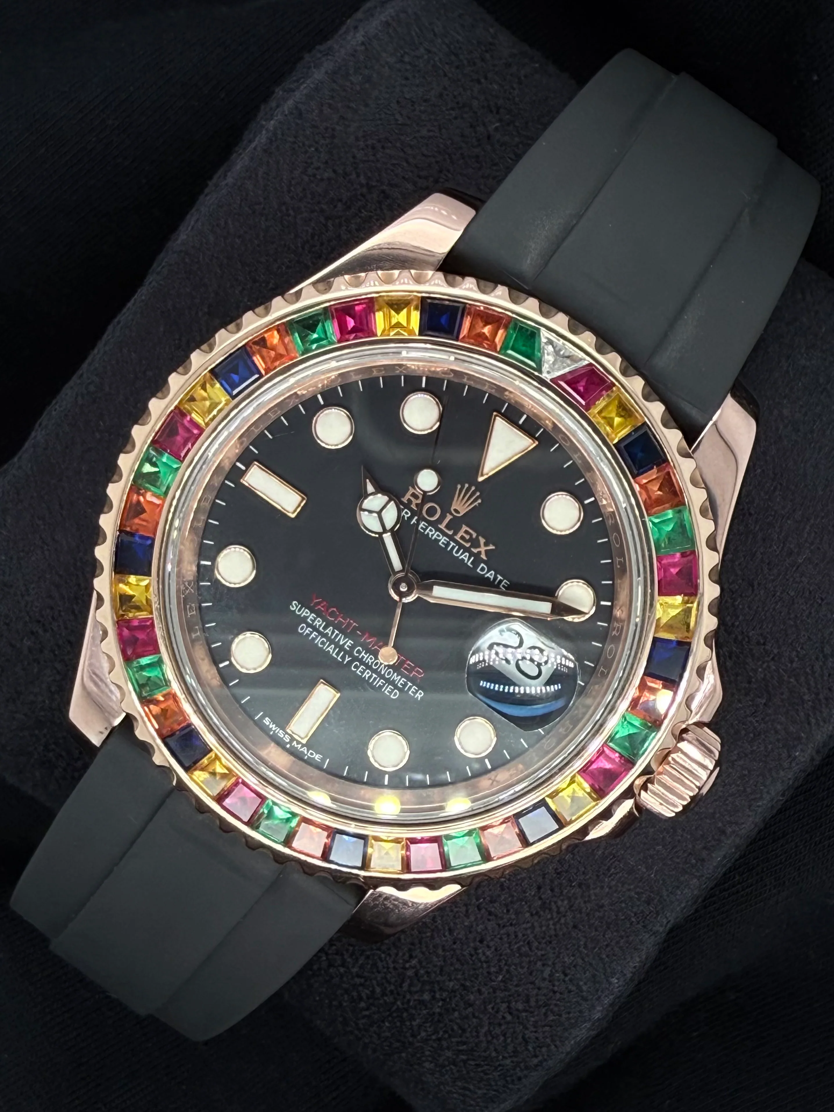 Rolex Yacht-Master 40 Black Dial Everose Gold Oysterflex After-Market Bezel 116655 | 2019 | 40mm - Image 3